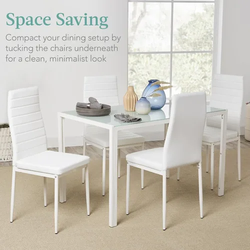 Vista 12 de Best Choice Products Juego de comedor de 5 piezas de vidrio, muebles modernos de mesa de cocina para comedor, dinette, espacio compacto ahorrador