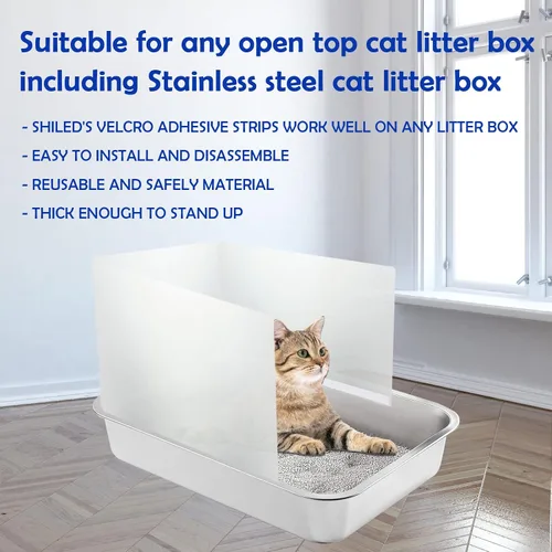 Vista 6 de Caja de arena conectable para gatos, escudos para orina de lado alto, fácil limpieza, protección antisalpicaduras, caja de arena no incluida