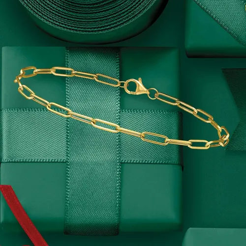 Vista 3 de Ross-Simons Italian 18kt Yellow Gold Paper Clip Link Bracelet