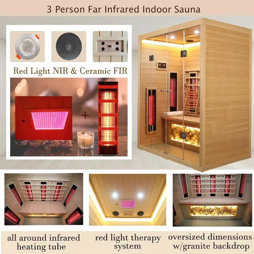 Vista 2 de Sauna infrarroja de espectro completo para 3 personas con terapia 75.3*62.8*39.2