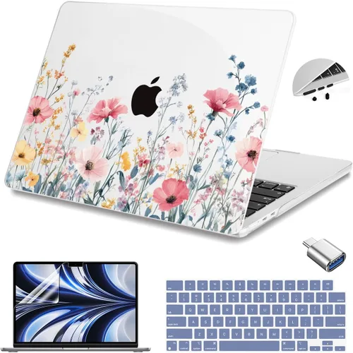 Vista 12 de Teryeefi Funda rígida para MacBook Air M3, M2, M4, MacBook Air de 13 pulgadas 2025, 2024, 2023, 2022, versión A3240, A3113, A2681, carcasa rígida