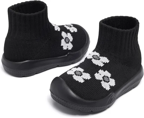 Vista 3 de MORENDL - Zapatos de calcetín para niños pequeños, zapatos para caminar para bebés, tenis antideslizantes tipo pantuflas para niños y niñas