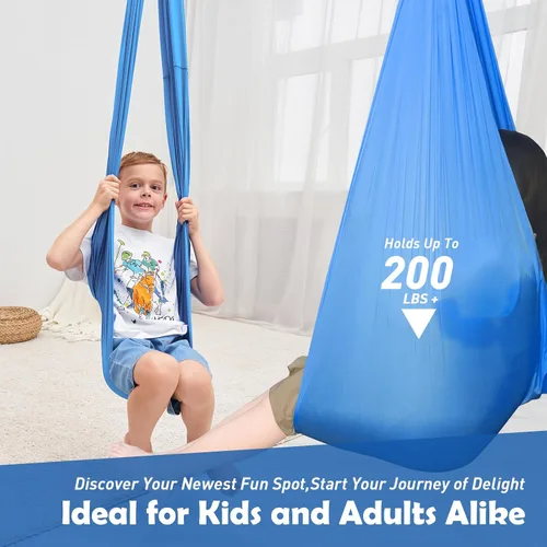 Vista 5 de Columpio sensorial, columpio de terapia para niños con necesidades especiales (herramientas incluidas), columpio sensorial para TDAH, autismo