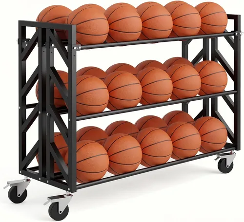 Vista 11 de Bastidores de baloncesto prémium para bolas, carrito de bolas