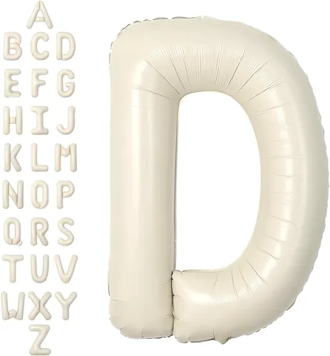 Vista 42 de SUWEN Globos de helio grandes de 102 cm (40 pulgadas) con letra S en color crema. Globos grandes de papel de aluminio con letra en helio, de A a Z.