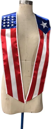 Vista 2 de Estola de graduación de dos banderas (Estados Unidos + internacional)