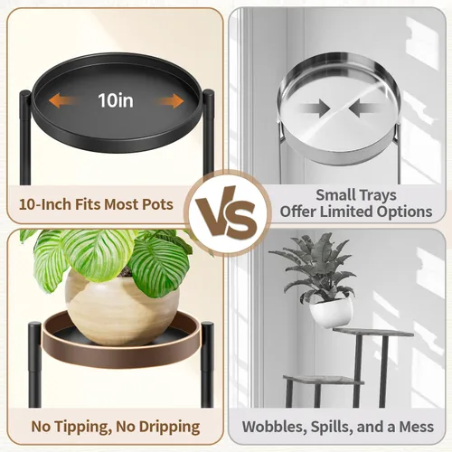 Vista 6 de LASZOLA Soporte plegable para plantas de interior de 7 niveles para múltiples macetas grandes, estante ajustable alto y resistente con bandeja de 10