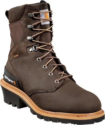 Vista 2 de Carhartt Botas de cuero para hombre de 8 pulgadas con punta compuesta impermeable Cml8360 fuego y seguridad Café (Crazy Horse Brown)
