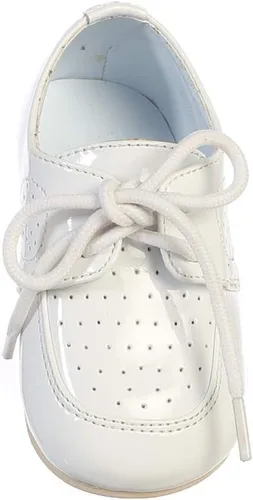 Vista 3 de Lito Baby Boys White Lace Up Holed Design Dress Shoes