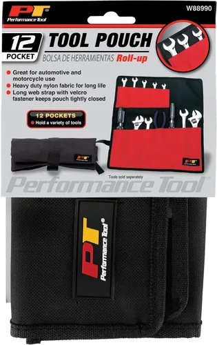 Vista 4 de Performance Tool W88990 Bolsa de herramientas de nailon resistente con 12 bolsillos con cierre de velcro y funda de color, ideal para uso automotriz