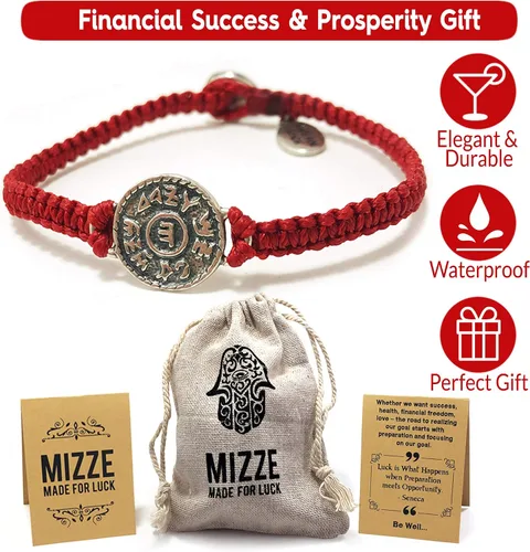 Vista 4 de Red String Macrame Prosperity Financial Success & Evil Eye Protection Bracelet with Silver Coin Charm - Gift for new job, long distance relationship