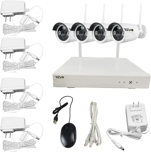 Vista 4 de Revo America Sistema de vigilancia inalámbrico 4 Ch. NVR con 4 cámaras bala inalámbricas HD