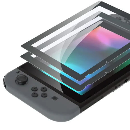 Vista 4 de eXtremeRate Colorful Border Screen Protector + Scary Party DIY Replacement Full Set Shell for Nintendo Switch