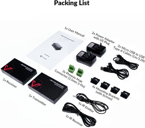 Vista 6 de Extensor de audio eARC de acceso AV de 330 pies, envía Dolby Atmos desde TV a receptor a través de Cat5e/6, compatible con ARC, control IR/CEC