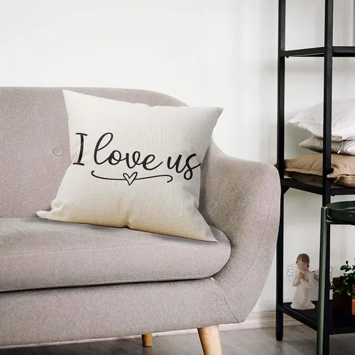 Vista 2 de Mancheng-zi Regalos de boda geniales para parejas: fundas de almohada "I Love Us" (18 x 18)