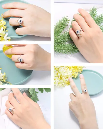 Vista 95 de Anillo de plata 925, anillos de plata ajustables para mujer, anillos de pulgar abiertos, anillos de circonio, anillos ajustables, anillos abiertos