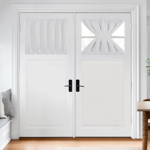Vista 29 de Deconovo Cortinas opacas para puerta, bolsillo para cortinero y cortinas de bloqueo con aislamiento térmico para dormitorio, 137.16 x 189.2 cm, azul