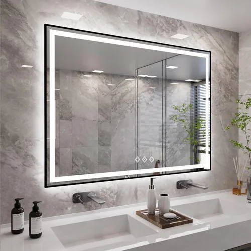 Vista 22 de Espejo LED para baño de 20 x 28 pulgadas con frente degradado y luz LED, espejo retroiluminado para baño, 3 colores, CRI > 90, espejo de baño