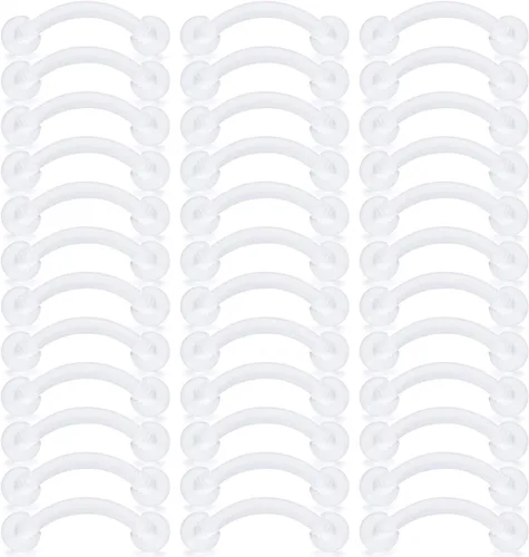 Vista 10 de 16G - Piercing de plástico transparente para cejas, ojos de serpiente, lengua, acrílico, bioflex, cartílago, hélix, tragus, pezón, vientre, labio
