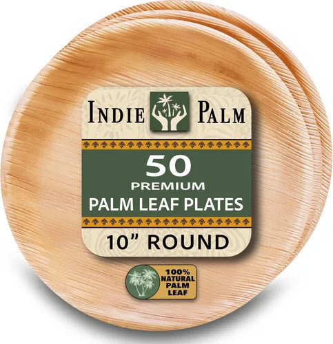 Vista 12 de Indie Palm Platos desechables de hoja de palma, paquete de 50 unidades, cuadrados de 8 pulgadas, resistentes, 100% compostables y biodegradables