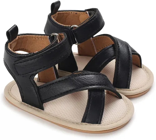 Vista 4 de E-FAK Sandalias de verano para bebés y niñas al aire libre, playa, suela suave de goma antideslizante para recién nacidos, zapatos para primeros