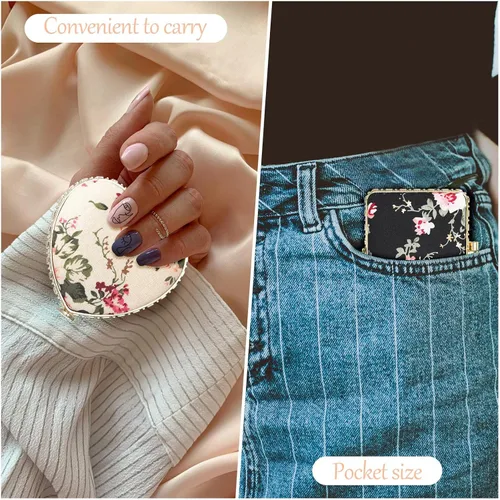 Vista 5 de Remerry Espejo compacto de 48 piezas para bolso, espejo de bolsillo con flores pequeñas, portátil, floral, retro, plegable, recuerdos de fiesta