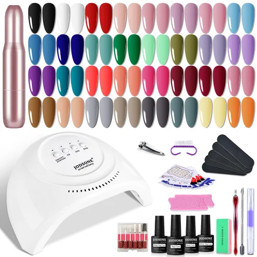 Vista 23 de JODSONE Juego de 23 esmaltes de uñas de gel con base, capa superior brillante y mate, multicolor, de larga duración, adecuado para todas