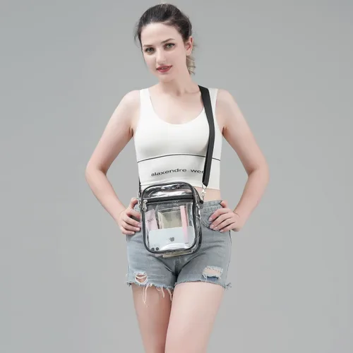 Vista 3 de COVAX Bolso cruzado transparente, aprobado por estadios para conciertos, festivales