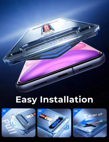 Vista 3 de MAGIC JOHN - Protector de pantalla para iPhone 11 / iPhone XR, fácil instalación