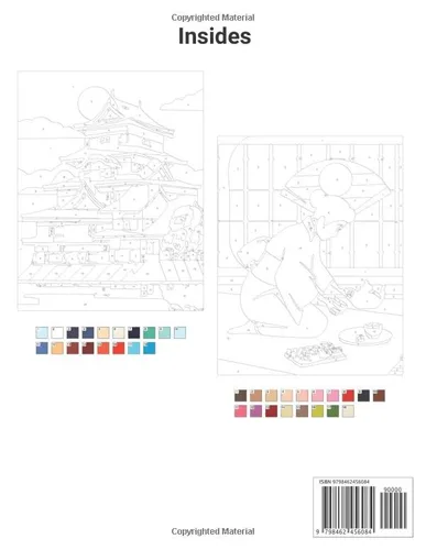 Vista 2 de Japan Color By Number Coloring Book for Adults Amazing Single-Sided Pages to Color with Japanese Designs, Castles, Koi Carp Fish, Sakura, Geisha