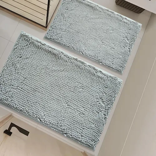 Vista 36 de Juego de alfombras de baño de 2 piezas, súper absorbente suave, gruesa, lavable en lavadora, alfombra de baño de chenilla antideslizante, alfombra