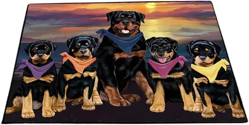 Vista 17 de Doggie of the Day Rottweiler Dogs Floor Mat - 4th of July Independence Day - Best Dog Doormat - Protector Decor - Unique Portrait Art - Premium
