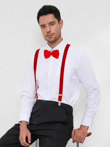 Vista 22 de habibee Color sólido para hombre en forma de Y con clips fuertes tirantes ajustables
