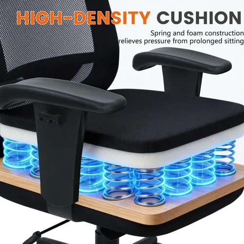 Vista 7 de Silla de oficina grande y alta, asiento ancho de 400 libras, silla de computadora con soporte lumbar, brazos ajustables, silla giratoria de malla