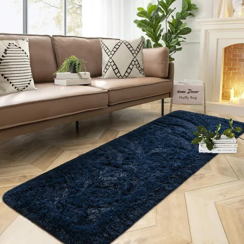 Vista 73 de DweIke Alfombras de pasillo beige esponjosas para dormitorio, 2 x 6 pies, alfombra larga de felpa suave para niñas y niños, antideslizante y lavable