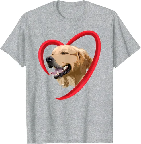 Vista 6 de Golden Retriever Corazón, regalo para ella, camiseta del día de San Valentín, Negro