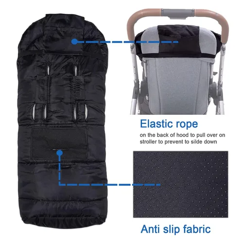 Vista 6 de Yobee Saco universal para todos los cochecitos, bolsa de felpa cálida resistente a la intemperie, fácil de instalar, accesorios multifunción