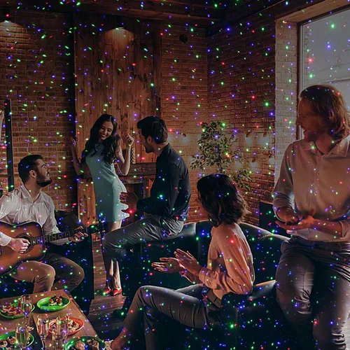 Vista 6 de Luces láser de Navidad, luces láser de jardín al aire libre, proyector de estrellas con luciérnaga móvil para exteriores, interiores, Navidad, verde