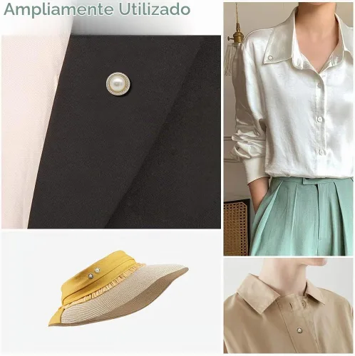 Vista 7 de Broche de camisa para mujer, 80 piezas, 10 estilos, botones para cubrir, botón de perla, broche de seguridad, botones para ropa, suministros