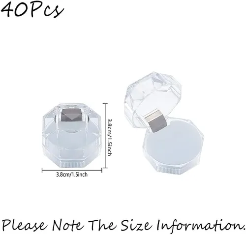 Vista 2 de CHGCRAFT 40 cajas de plástico transparente blanco para anillos, cajas de almacenamiento de joyas con espuma para almacenar anillos, joyas, aretes