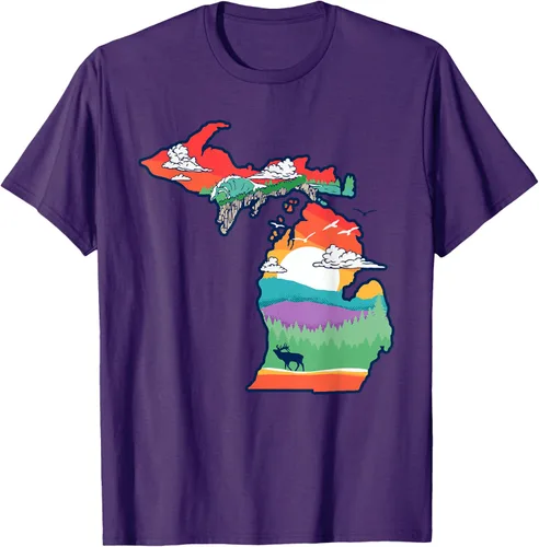 Vista 58 de Michigan Outside - Camiseta con ilustración artística