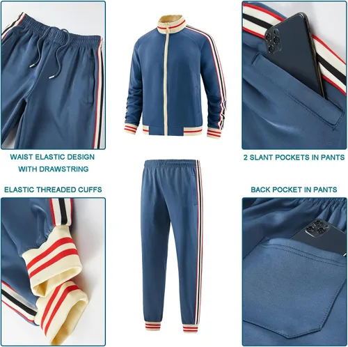 Vista 6 de dioxoib Men Track Suits Sets Long Sleeve Full-zip Sweatsuit Active Jackets and Pants 2 Piece Outfits