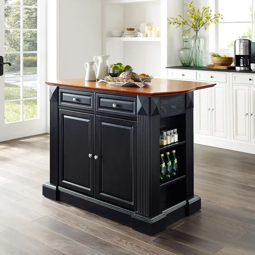 Vista 13 de Crosley Furniture Isla de cocina Drop Leaf/Barra de desayuno, negro