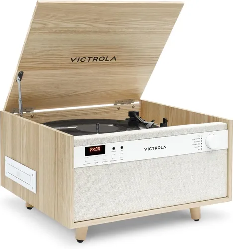 Vista 17 de Victrola Century 6-en-1 Reproductor de discos de vinilo y centro de música – Tocadiscos de 3 velocidades, reproductor de CD y cassette, VINYLSTREAM