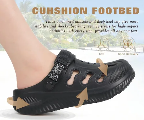 Vista 6 de KuaiLu Zuecos clásicos de recuperación para mujer, cómodas sandalias acolchadas para caminar, para aliviar la fascitis plantar, sandalias