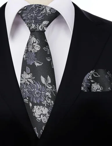 Vista 16 de Alizeal Mens 3.15inches Leaf Flower Pattern Tie with Floral Pocket Square Set