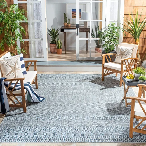 Vista 40 de SAFAVIEH Alfombra lavable al aire libre, colección Courtyard - 2'3" x 5', gris y negro, no desprende pelusa y fácil limpieza, ideal para patio