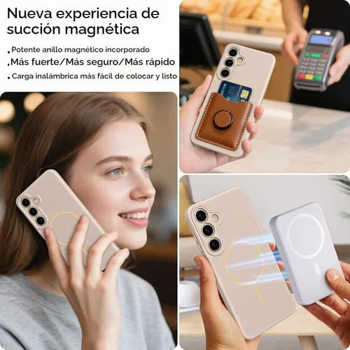 Vista 3 de Rayboen Funda magnética para Galaxy S24+ Plus, color caqui A-caqui