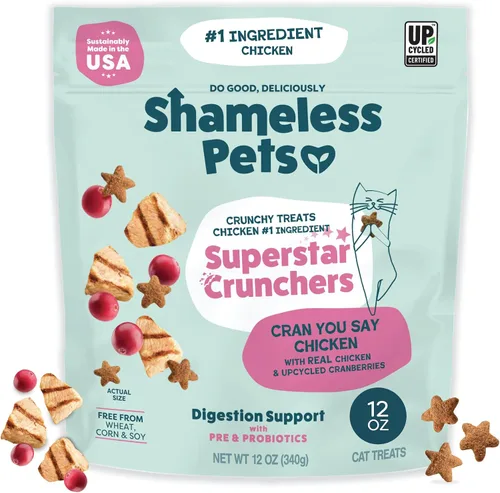 Vista 20 de Shameless Pets Golosinas para gatos con Catnip y pollo para la salud digestiva, crujientes
