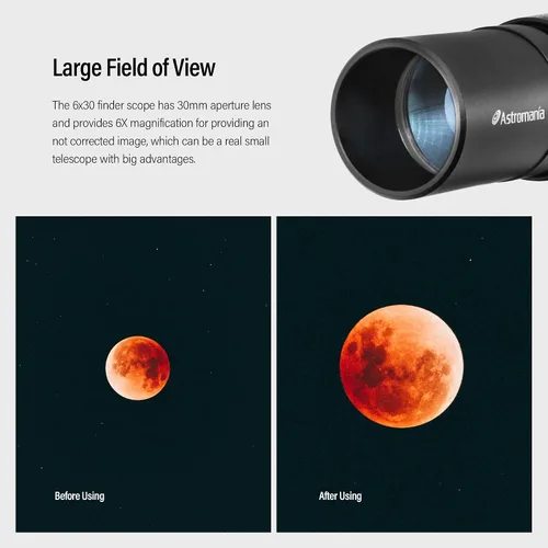 Vista 4 de Alcance buscador Astromania, 6x30 alcance óptico metálico para telescopio de astronomía - Proporciona imagen óptica no corregida de paso directo